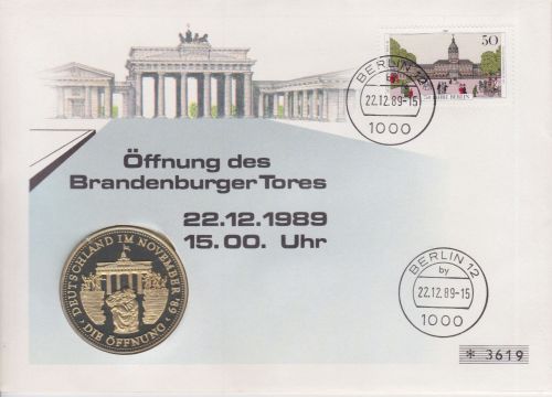 Numisbrief Medaille Öffnung des Brandenburger Tors 1989