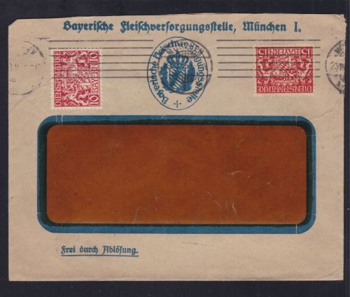 Bayern Dienst-Brief Bayerische Fleischversorgungstelle, München I 1916
