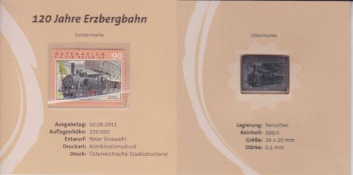 Numiphilum Nr. 14 Briefmarke + 999er Silberbarren Eisenbahn 2011