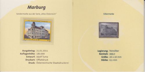 Numiphilum Nr. 11 Briefmarke + 999er Silberbarren Marburg 2011