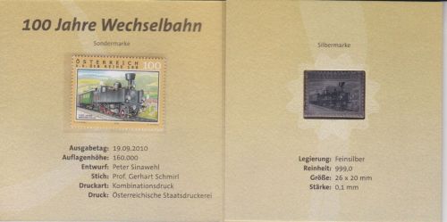 Numiphilum Nr. 8 Briefmarke + 999er Silberbarren Eisenbahn 2010