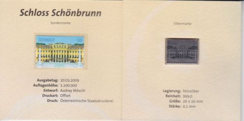 Numiphilum Nr. 7 Briefmarke + 999er Silberbarren Schloss Schönbrunn 2010