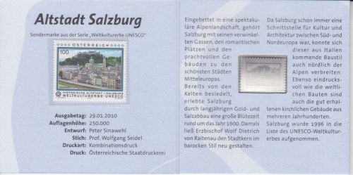Numiphilum Nr. 1 Briefmarke + 999er Silberbarren Salzburg 2010