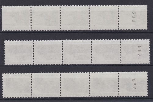 Berlin 834/835 + 863 postfr. Rollen 5er-Streifen Michel 103 €