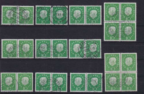 Bund 13 x 303 waagerechte Paare gest. Heuss 1959 Michel 65 €