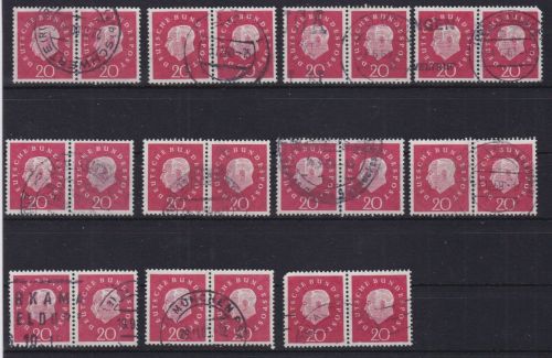 Bund 11 x 304 waagerechte Paare gest. Heuss 1959 Michel 55 €