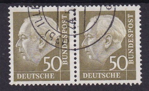 Bund 261 v waagerechtes Paar gest. Heuss 1958 Michel 200 €