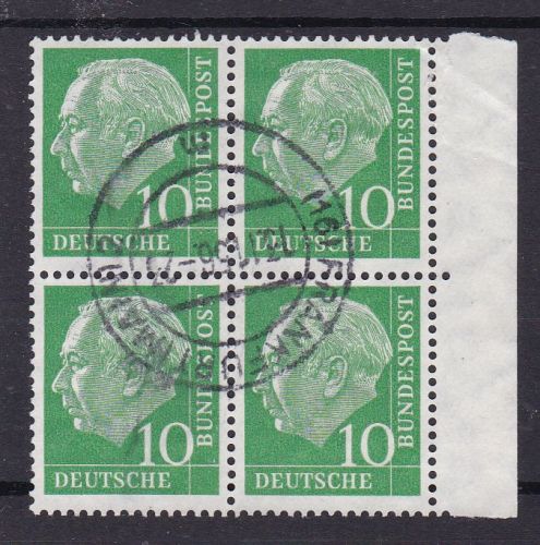 Bund 183 xWv 4er-Block gest. Heuss 1954