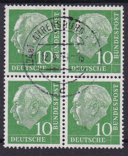 Bund 183 xWv 4er-Block gest. Heuss 1954