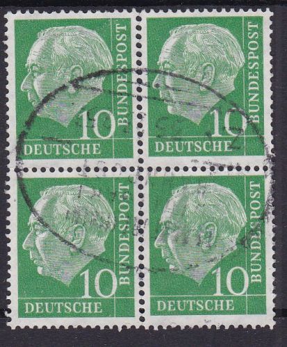 Bund 183 xWv 4er-Block gest. Heuss 1954