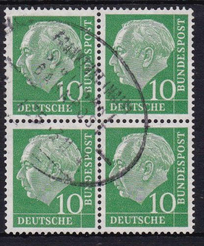 Bund 183 xWv 4er-Block gest. Heuss 1954