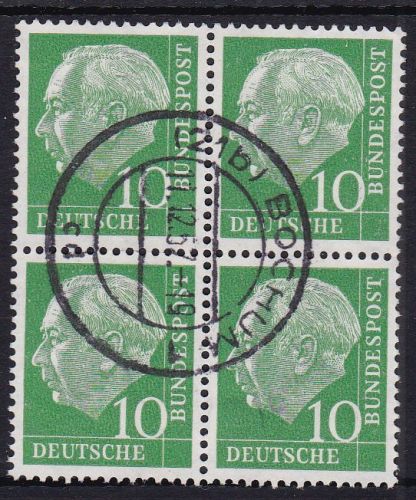 Bund 183 xWv 4er-Block gest. Heuss 1954