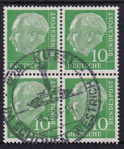 Bund 183 xWv 4er-Block gest. Heuss 1954