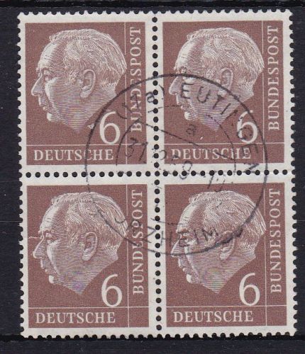 Bund 180 4er-Block gest. Heuss 1954
