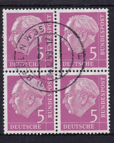 Bund 179 xWv 4er-Block gest. Heuss 1954