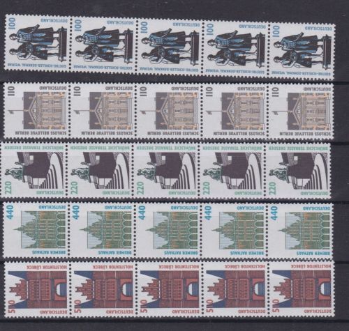 Bund 1934/1938 A R 5er-Streifen mit Nummer postfr./mnh Michel 108 €