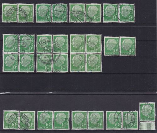 Bund 183 x 9 x Paar + 3 x 4er-Block gest. Heuss 1954 Michel 113 €