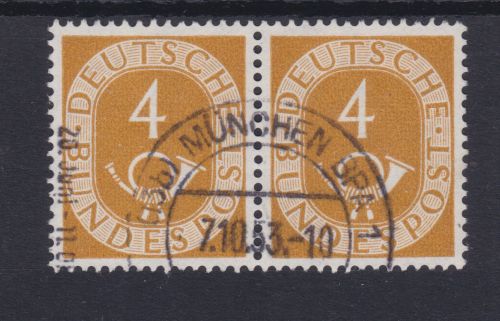 Bund 124 gest./used waagerechtes Paar Posthorn 1951 Michel 20 €