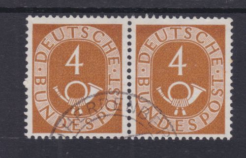 Bund 124 gest./used waagerechtes Paar Posthorn 1951 Michel 20 €