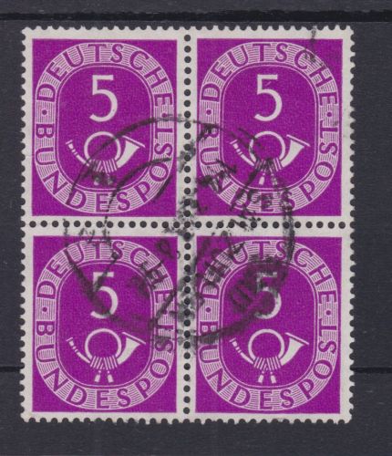 Bund 125 gest./used 4er-Block Posthorn 1951 Michel 30 € ++