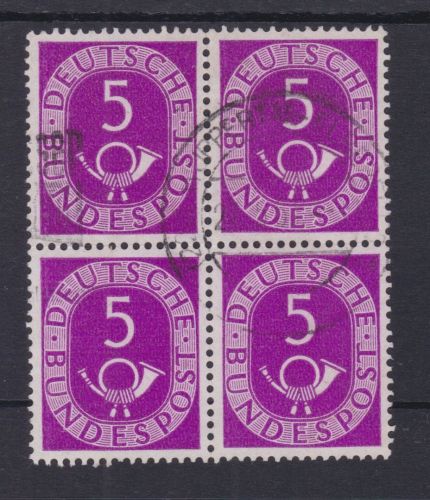 Bund 125 gest./used 4er-Block Posthorn 1951 Michel 30 € ++