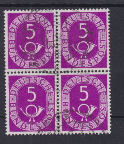 Bund 125 gest./used 4er-Block Posthorn 1951 Michel 30 € ++