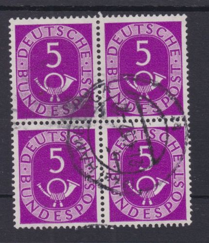 Bund 125 gest./used 4er-Block Posthorn 1951 Michel 30 € ++