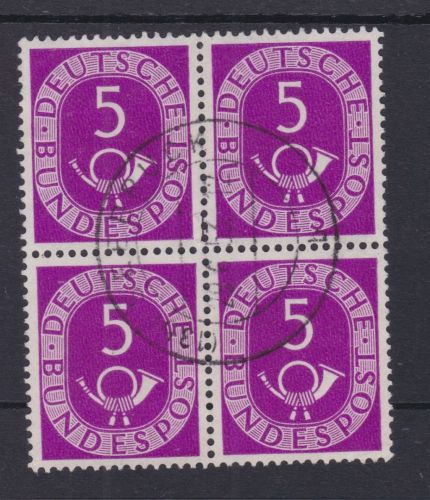 Bund 125 gest./used 4er-Block Posthorn 1951 Michel 30 € ++