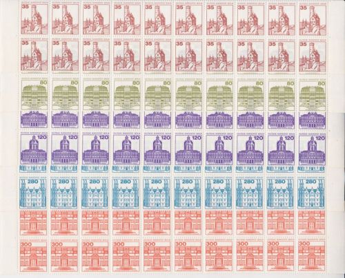 Berlin 673/677 postfr. 20er-Block Sehenswürdigkeiten Michel 220 €