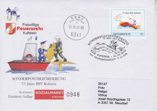 Österreich PM Sonderpost-Beförderung Feuerwehr Kufstein 2012