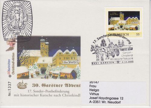 Österreich PM Sonderpost-Beförderung Christkindl 2006