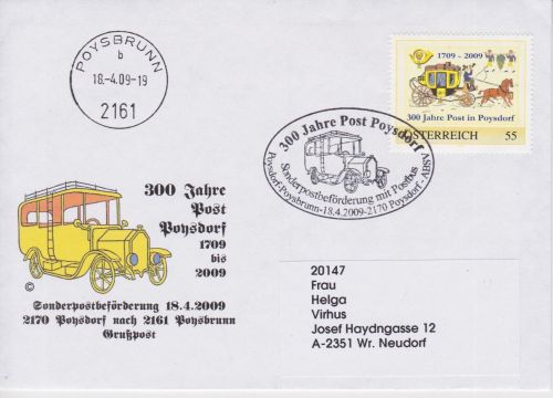 Österreich PM Sonderpost-Beförderung Poysdorf 2009