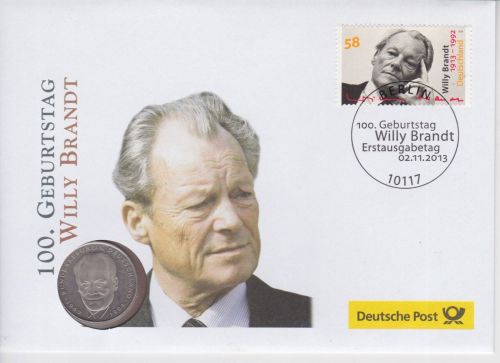 Numisbrief Bund 2 DM 1996 Willy Brandt 2013