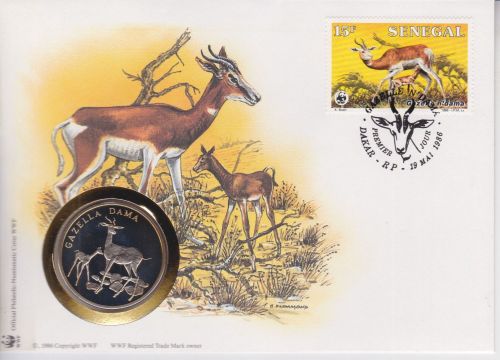 Numisbrief Senegal Medaille Damagazelle WWF 1986