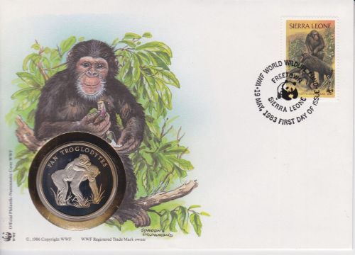 Numisbrief Sierra Leone Medaille Schmiopanse WWF 1983