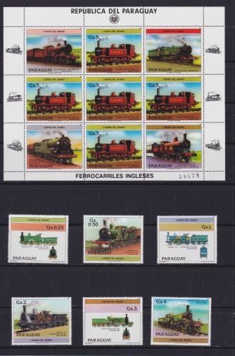 Paraguay 3779/3785 postfr./mnh Eisenbahn railway 1984