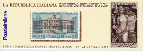 Italien 2888 Markenhefcthen postfr./mnh Briefmarkenausstellung 2003 Michel 100€