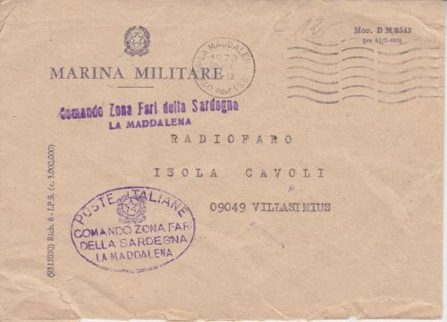 Italien - Sardinien Militärpost La Maddalena nach Villasimius 1973