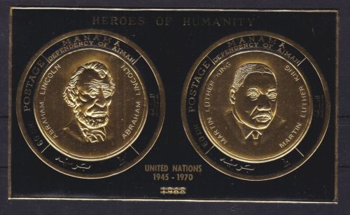 Ajman-Manama Block 110 B postfr./mnh Lincoln & Martin Luther King 1968 GOLD