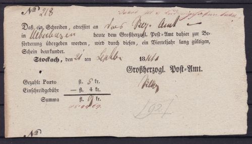 Baden Paketschein - Begleitschein Stockach 18..