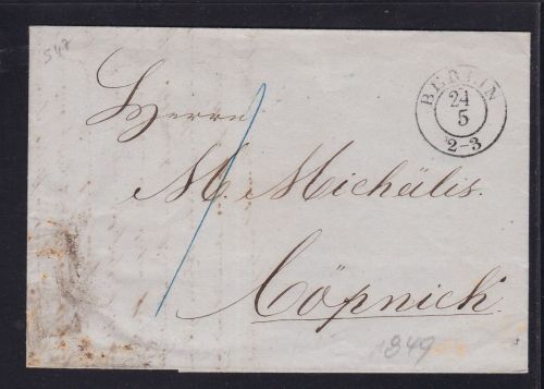 Vorphila Brief Berlin - Cöpnik 1849