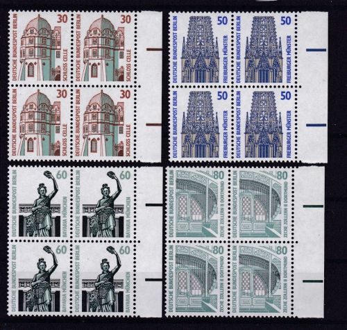 Berlin 793/796 postfr. Sehenswürdigkeiten 4er-Blocks 1987