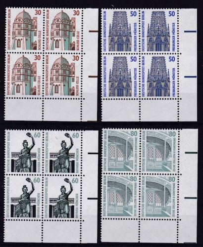 Berlin 793/796 postfr. Sehenswürdigkeiten 4er-Blocks 1987