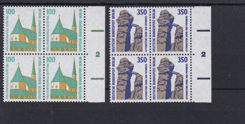 Berlin 834/835 postfr. Sehenswürdigkeiten 4er-Blocks 1989