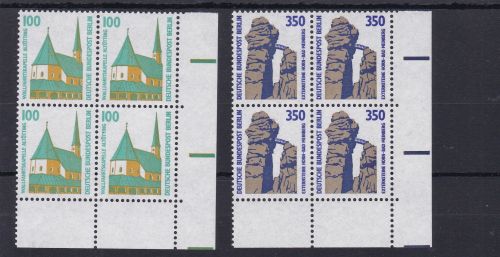 Berlin 834/835 postfr. Sehenswürdigkeiten 4er-Blocks 1989