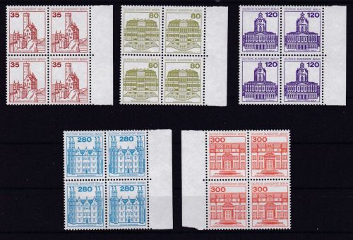 Berlin 673/677 postfr. Burgen und Schlößer 4er-Blocks 1982