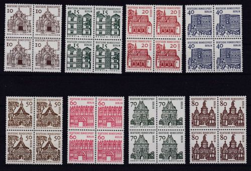 Berlin 242/249 postfr. Bauwerke 4er-Blocks 1964 Michel 130 €