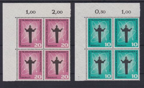Berlin 179/180 postfr. Eckrand 4er-Block Katholikentag 1958
