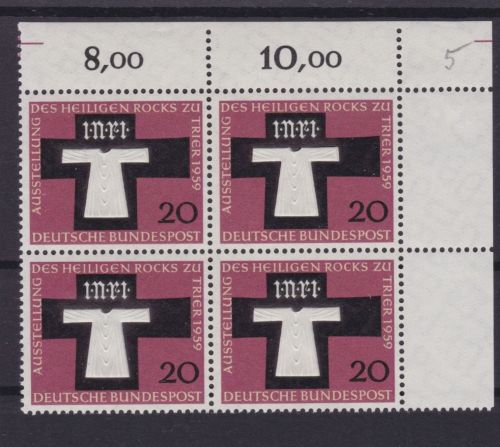 Bund 313 Eckrand 4er-Block postfr. Heiliger Rock 1959