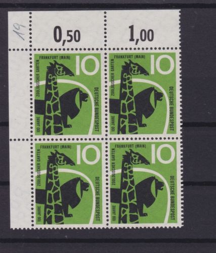 Bund 288 Eckrand 4er-Block postfr. Zoologischer Garten 1958